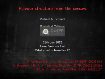 Flavour structure from the seesaw  Michael A. Schmidt  University of Melbourne  28th Jun 2012