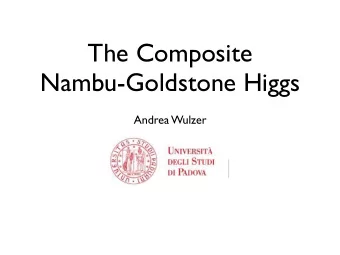 The Composite  Nambu-Goldstone Higgs  Andrea Wulzer  Natural or Unnatural ?  One sure goal of the