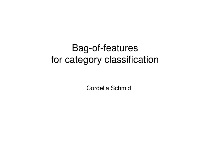 bag of features for category classification