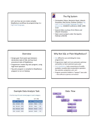 The Pig System  Christopher Olston, Benjamin Reed, Utkarsh  Lets see how we can create