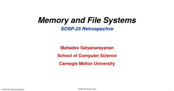 memory and file systems