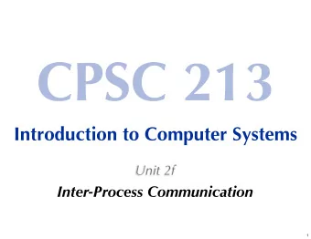 CPSC 213  Introduction to Computer Systems  Unit 2f  Inter-Process Communication  1  Reading For