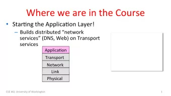 Where we are in the Course  Star9ng the Applica9on Layer!  Builds distributed network
