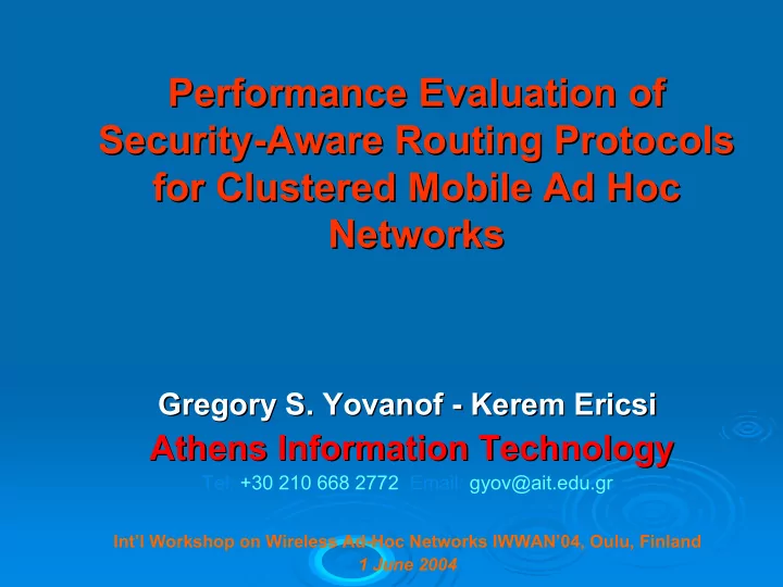 performance evaluation of performance evaluation of