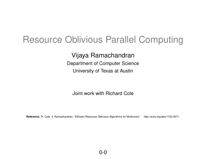 resource oblivious parallel computing