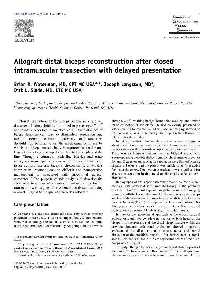 allograft distal biceps reconstruction after closed