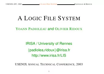 Plan  Motivations  (to combine navigation and querying in a file system)  Specification  (ls  =  ?,