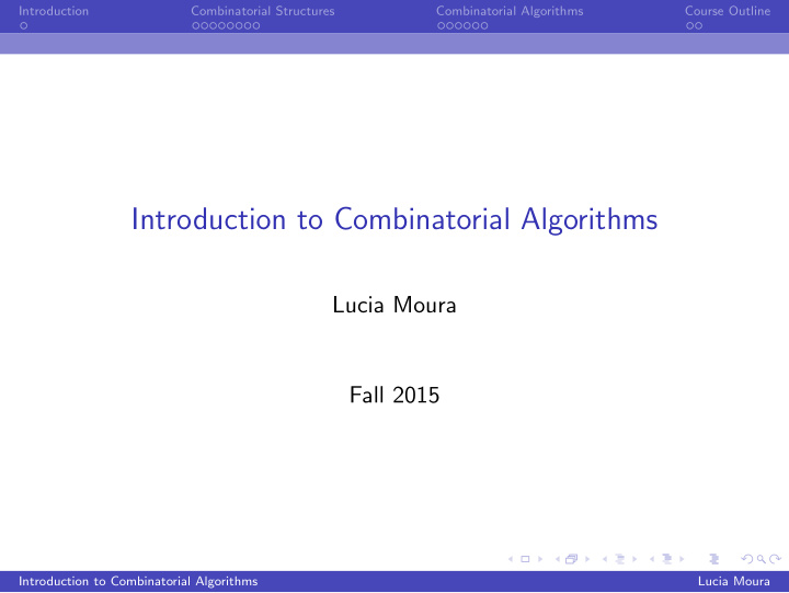 introduction to combinatorial algorithms