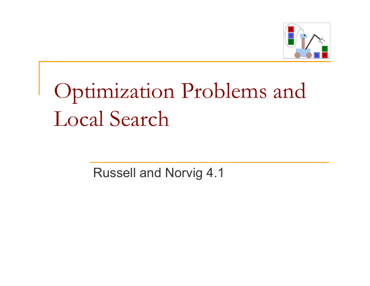 optimization problems and local search