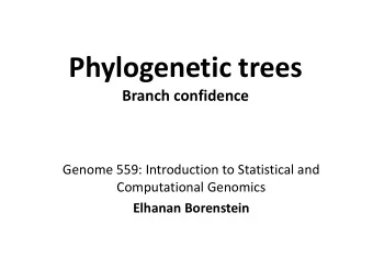 Phylogenetic trees  Branch confidence  Genome 559: Introduction to Statistical and  Computational