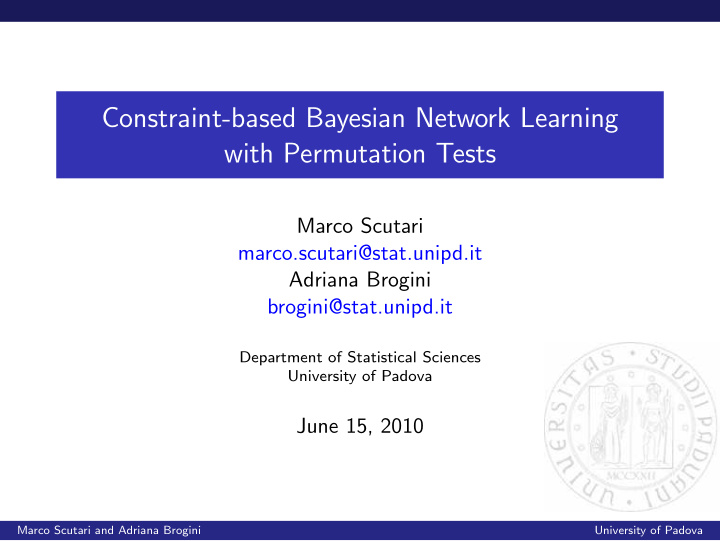 constraint based bayesian network learning with
