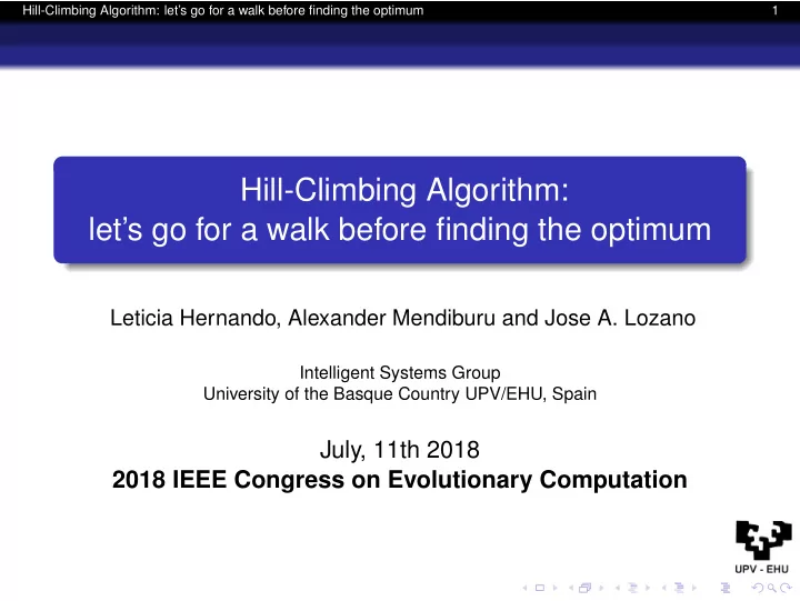 hill climbing algorithm let s go for a walk before