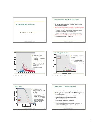 Satisfiability Solvers  So far, weve been dealing with SAT problems that  encode other