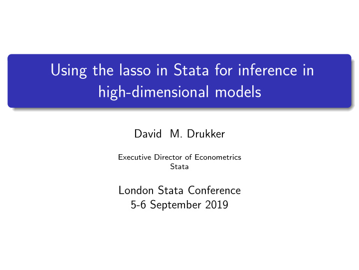 using the lasso in stata for inference in high