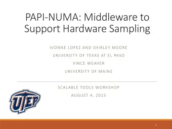 PAPI-NUMA: Middleware to   Support Hardware Sampling  IVONNE LOPEZ AND SHIRLEY