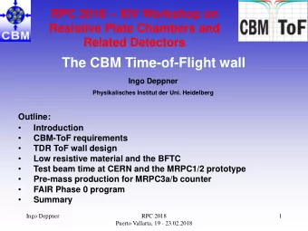 The CBM Time-of-Flight wall  Ingo Deppner  Physikalisches Institut der Uni. Heidelberg  Outline: