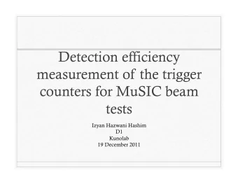 Detection efficiency  measurement of the trigger  counters for MuSIC beam  tests  Izyan Hazwani