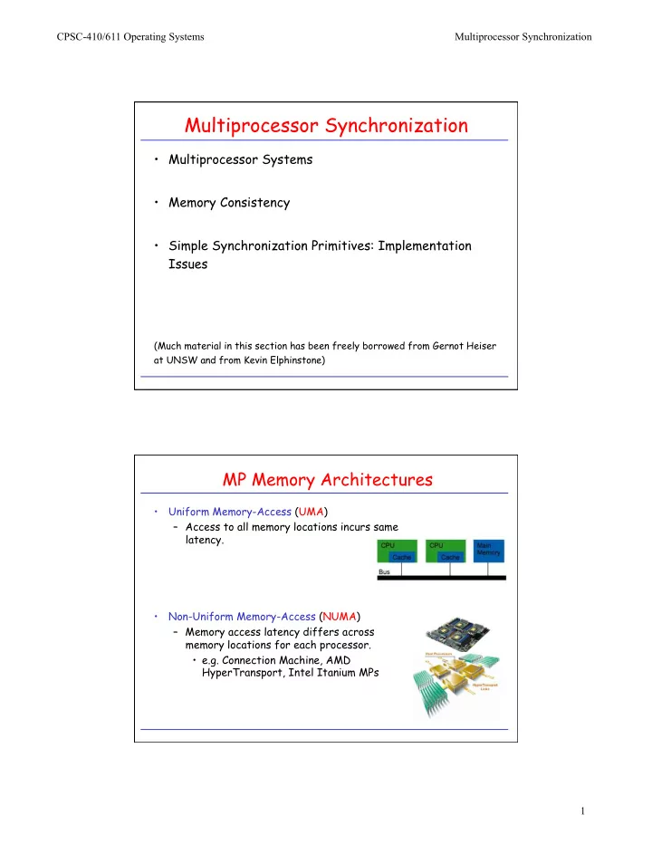 multiprocessor synchronization