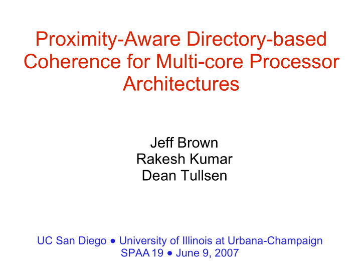 proximity aware directory based coherence for multi core