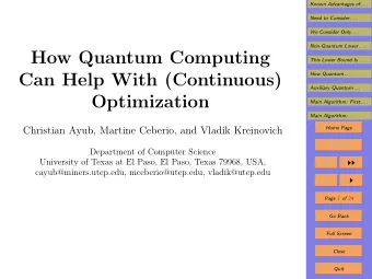 How Quantum Computing  This Lower Bound Is . . .  Can Help With (Continuous)  How Quantum . . .