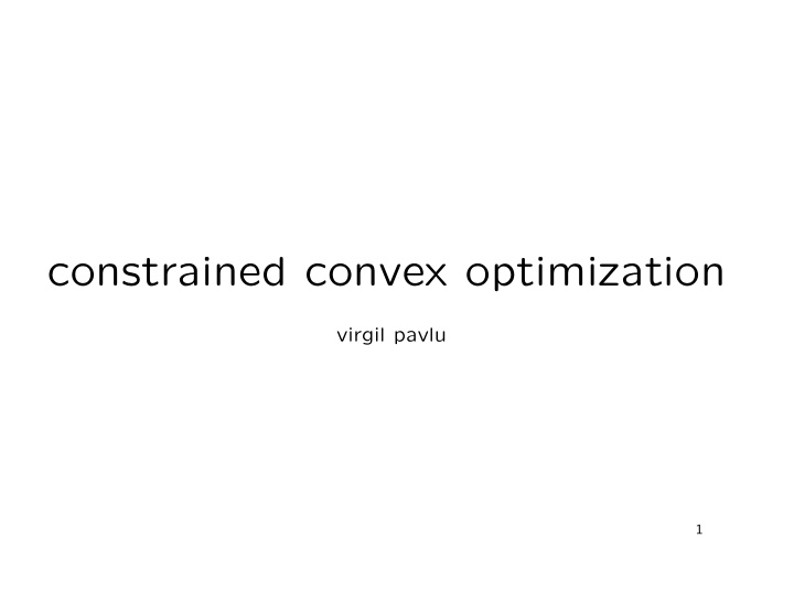 constrained convex optimization