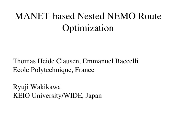 manet based nested nemo route optimization