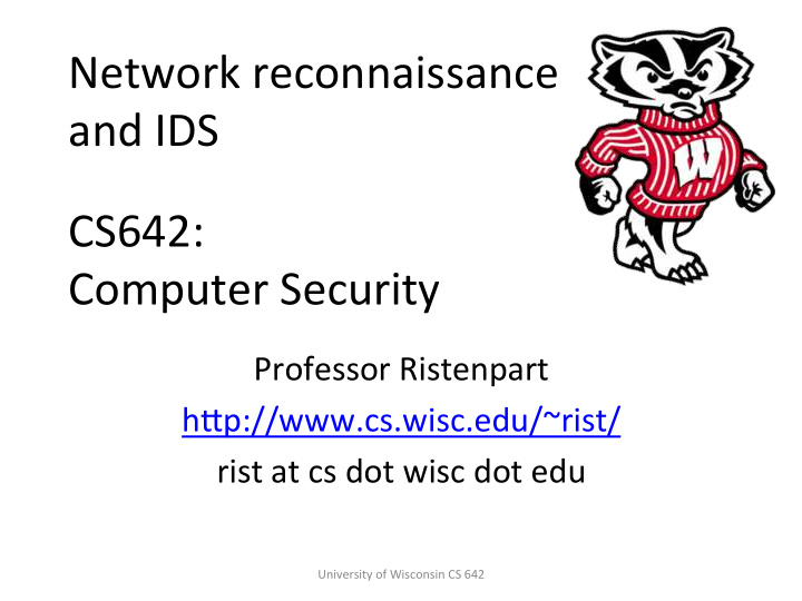 network reconnaissance and ids cs642 computer security