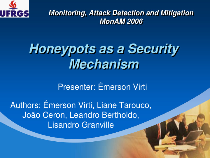 honeypots as a security honeypots as a security mechanism