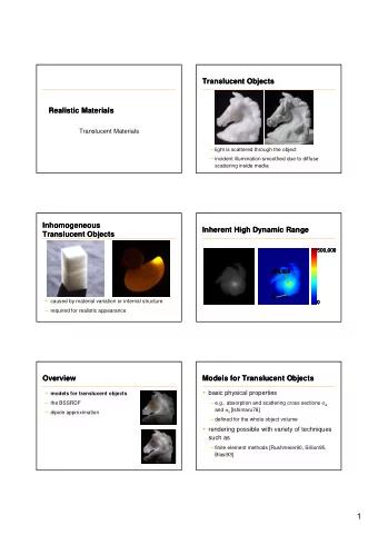 1  Models for Translucent Objects  Models for Translucent Objects  Models for Translucent Objects