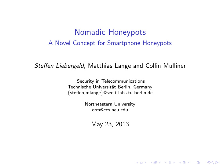 nomadic honeypots