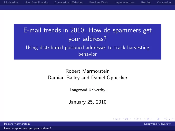 e mail trends in 2010 how do spammers get your address