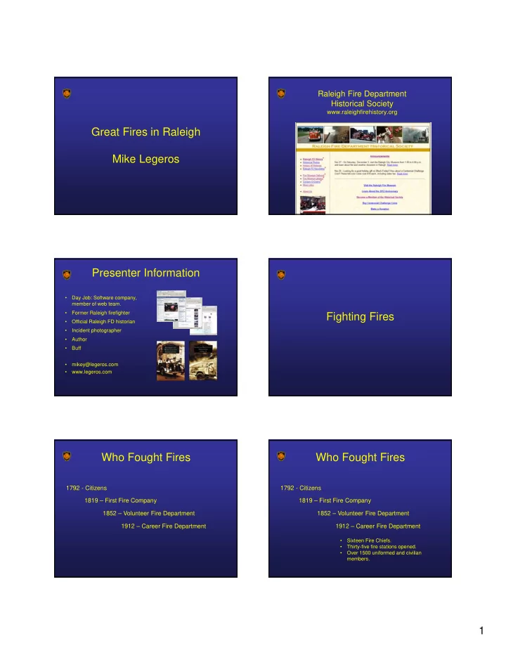 great fires in raleigh mike legeros presenter information