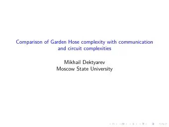 Comparison of Garden Hose complexity with communication  and circuit complexities  Mikhail