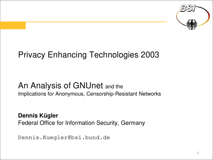 privacy enhancing technologies 2003