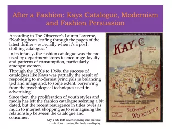 After a Fashion: Kays Catalogue, Modernism  and Fashion Persuasion  According to The Observer's