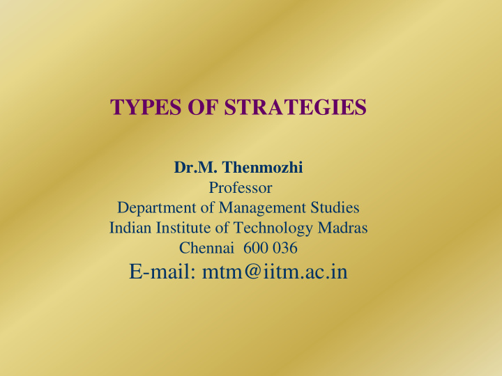 types of strategies
