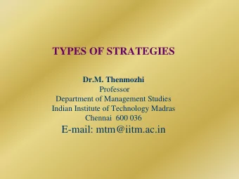 TYPES OF STRATEGIES  Dr.M. Thenmozhi  Professor  Department of Management Studies  Indian Institute