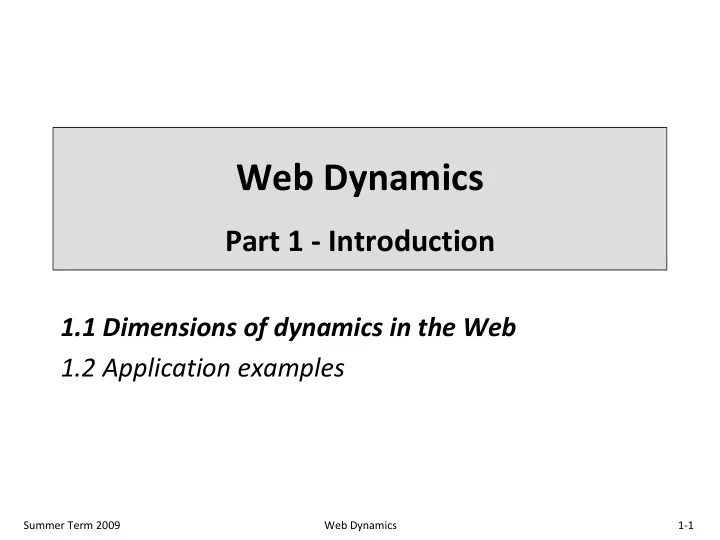 web dynamics