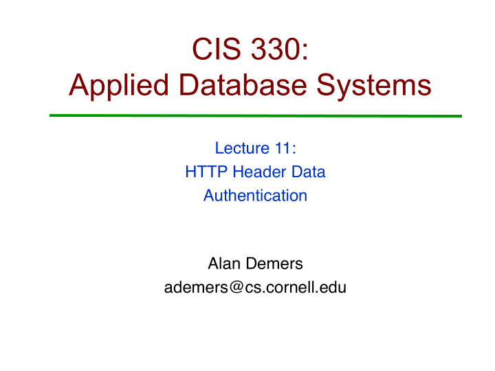 cis 330 applied database systems