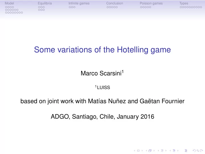some variations of the hotelling game