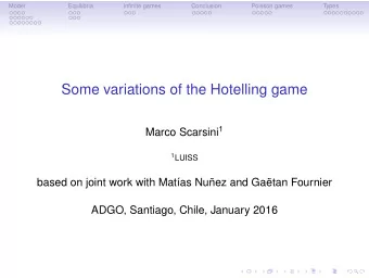 Some variations of the Hotelling game Marco Scarsini 1 1 LUISS  based on joint work with Matas