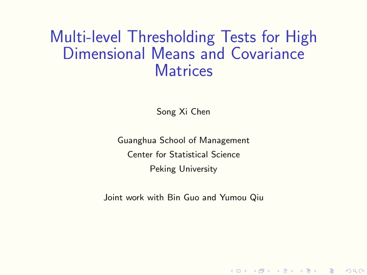 multi level thresholding tests for high dimensional means