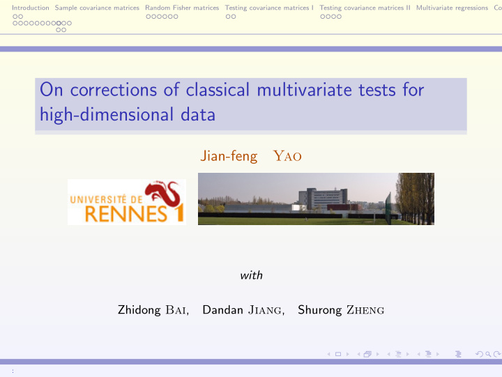 on corrections of classical multivariate tests for high
