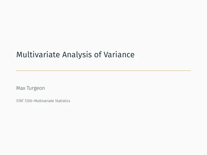 multivariate analysis of variance