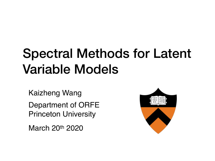 spectral methods for latent variable models