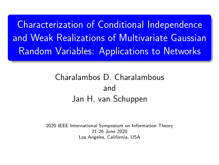 characterization of conditional independence and weak
