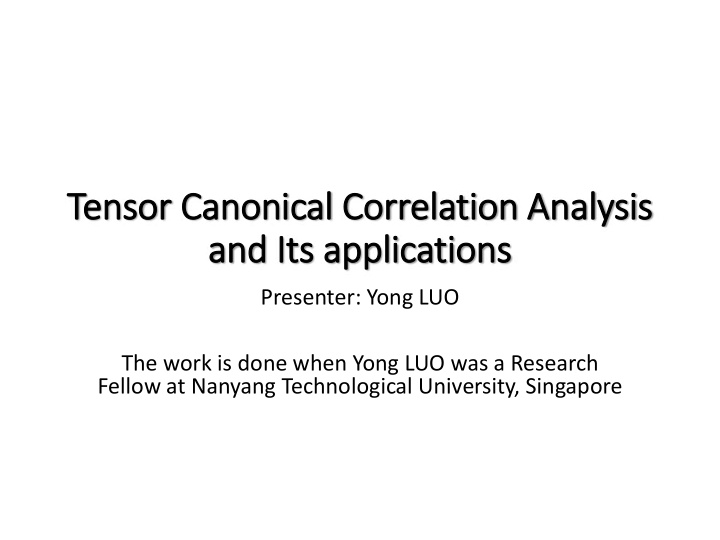 tensor canonical correlation analysis and it its
