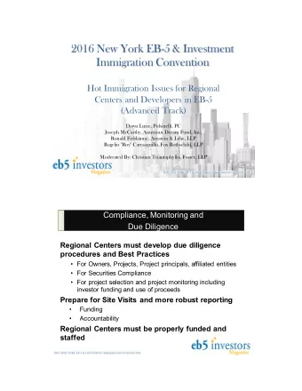 2016 New York EB-5 &amp; Investment  Immigration Convention  Hot Immigration Issues for Regional
