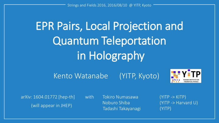 epr pairs lo local projection and quantum tele