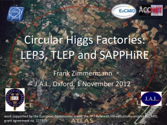 Circular Higgs Factories:  LEP3, TLEP and SAPPHiRE  Frank Zimmermann  J.A.I., Oxford, 1 November